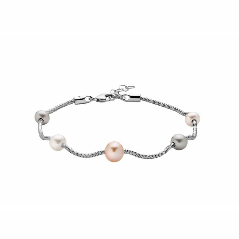 Bracciale Miluna monofilo in argento con perle multicolore
