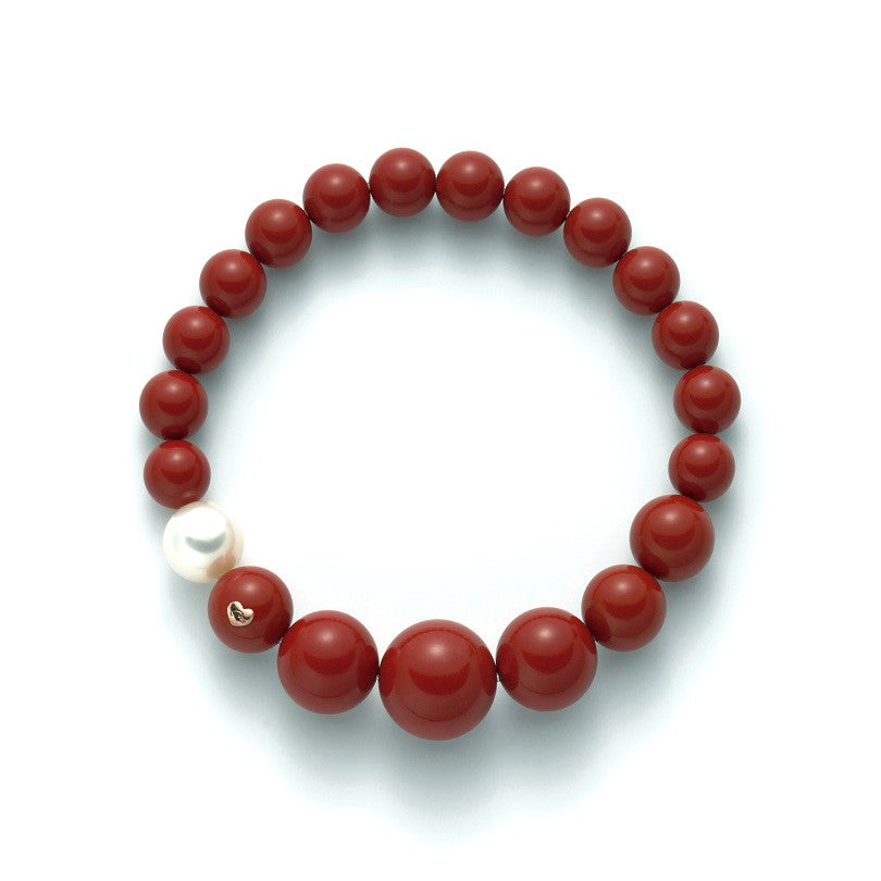 Bracciale MILUNA Perle agglomerato corallo rosso