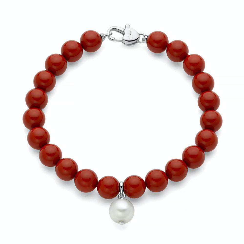 Bracciale Miluna Terra e Mare Argento e Perle rosse