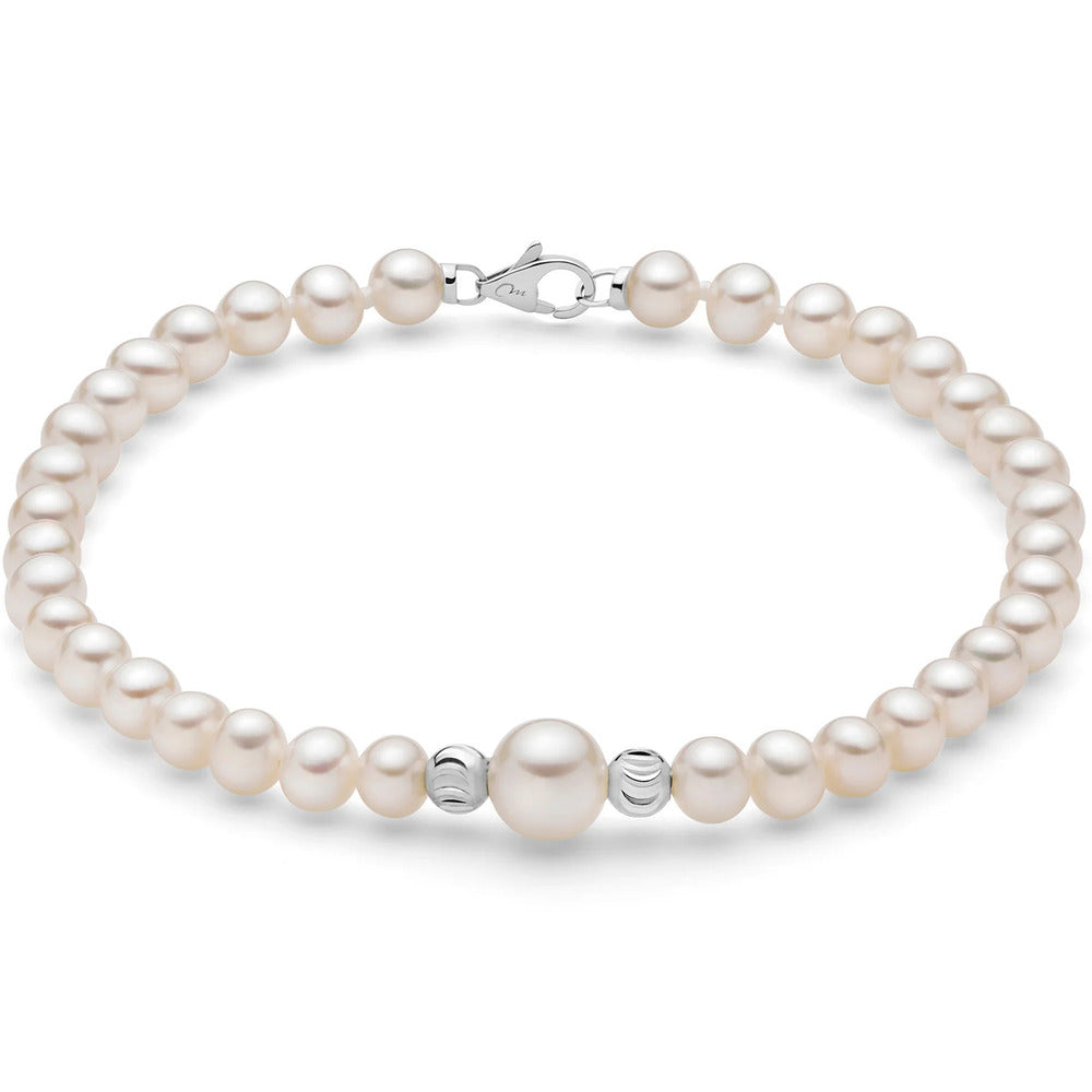 Bracciale Miluna Perle Oriente e Sfere Oro Bianco 375