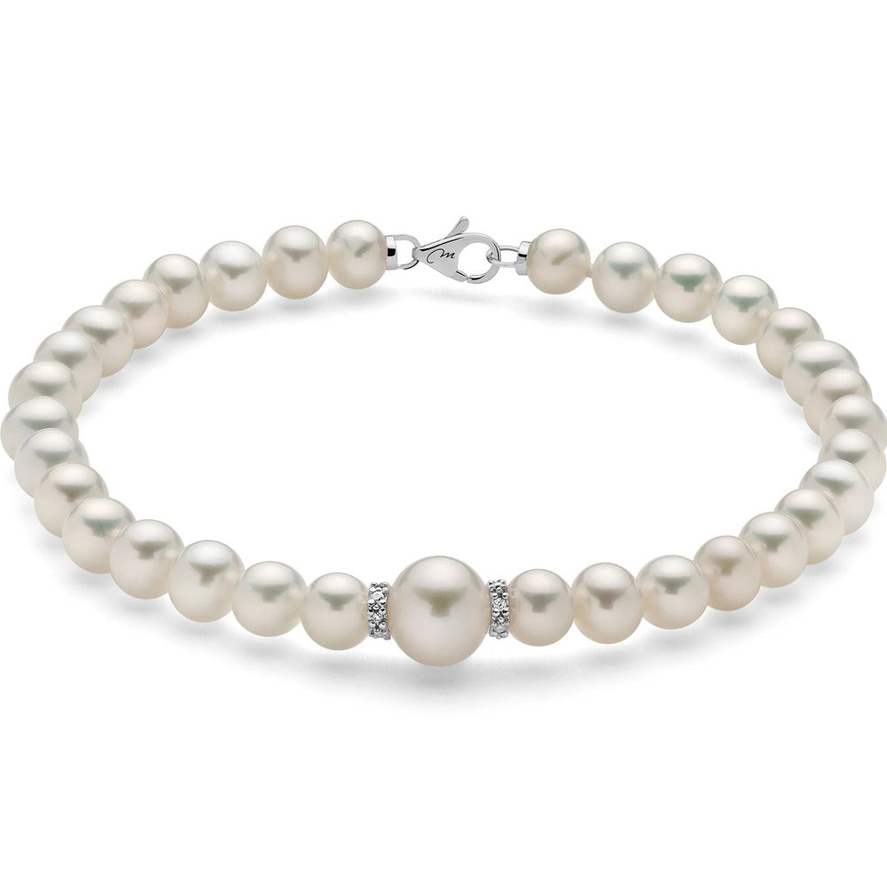 Bracciale Miluna di Perle con dischi Oro bianco e Diamanti