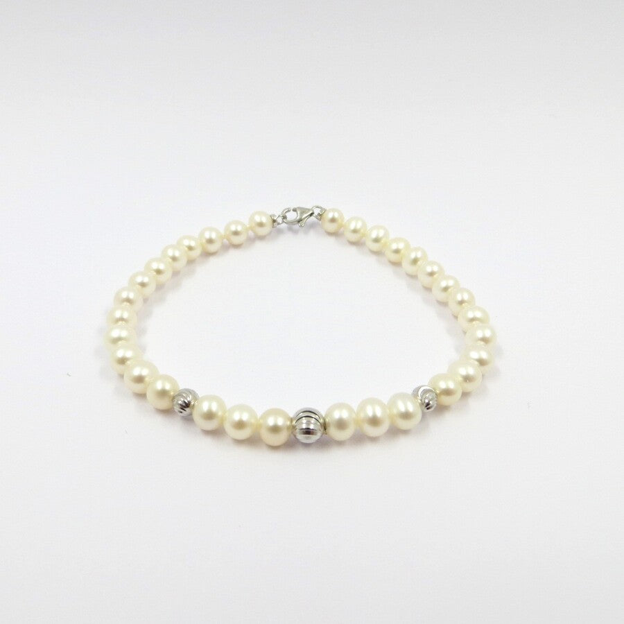 Bracciale Miluna con Perle e Boule stellate in oro bianco