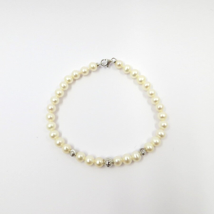 Bracciale Miluna con Perle e Boule stellate in oro bianco