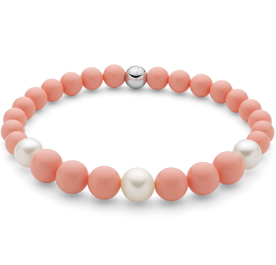 Bracciale elastico MILUNA Perle Rosa e Bianche