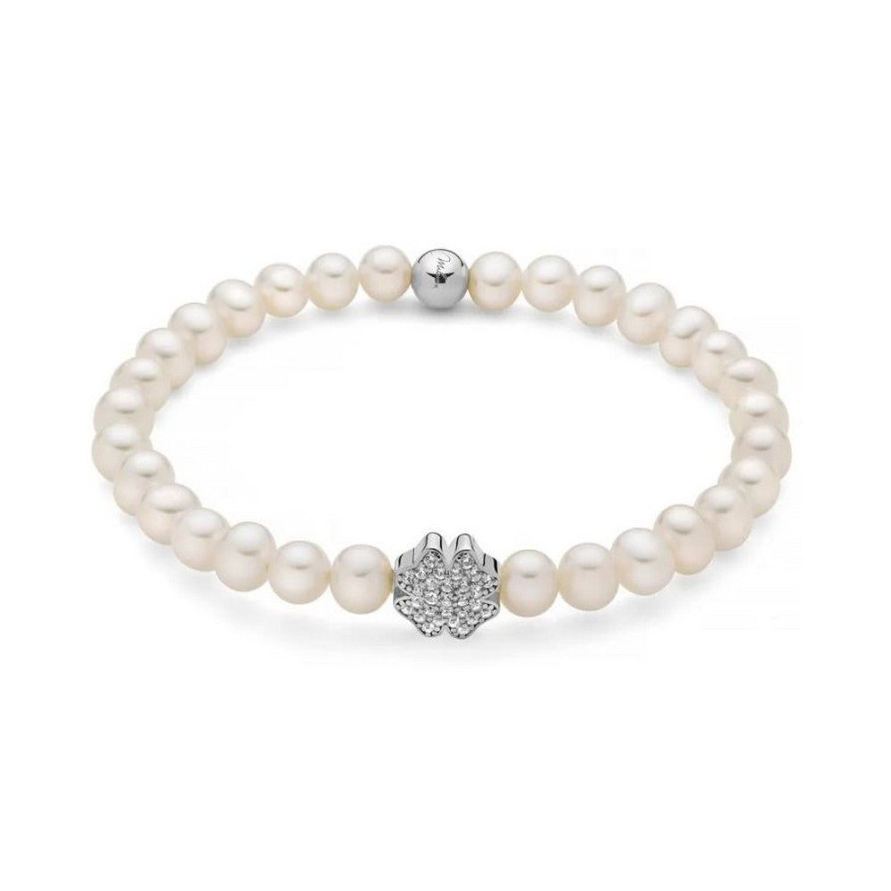 Bracciale Miluna Perle con Quadrifoglio Argento e Topazi