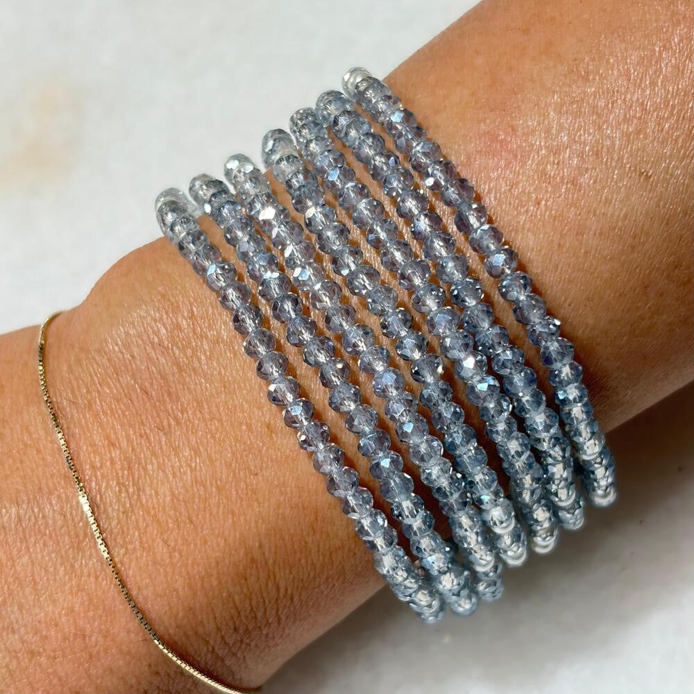 Bracciale Multifilo Sovrani Acciaio e Cristalli grigi e bianchi