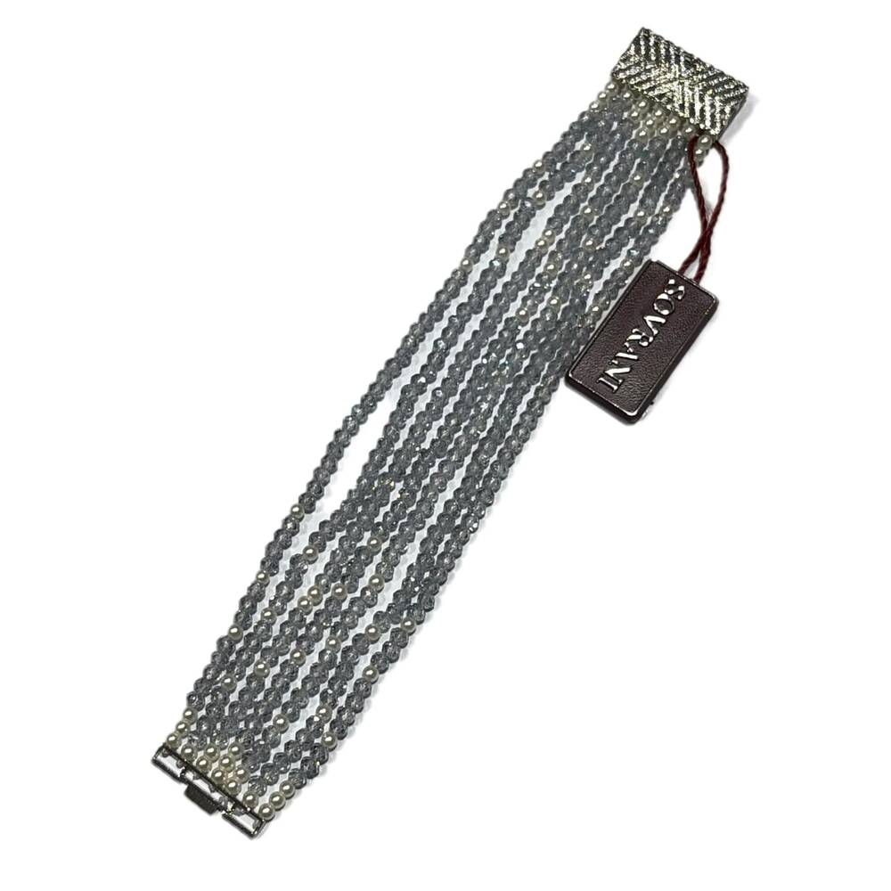 Bracciale Multifilo Sovrani Acciaio e Cristalli grigi e bianchi