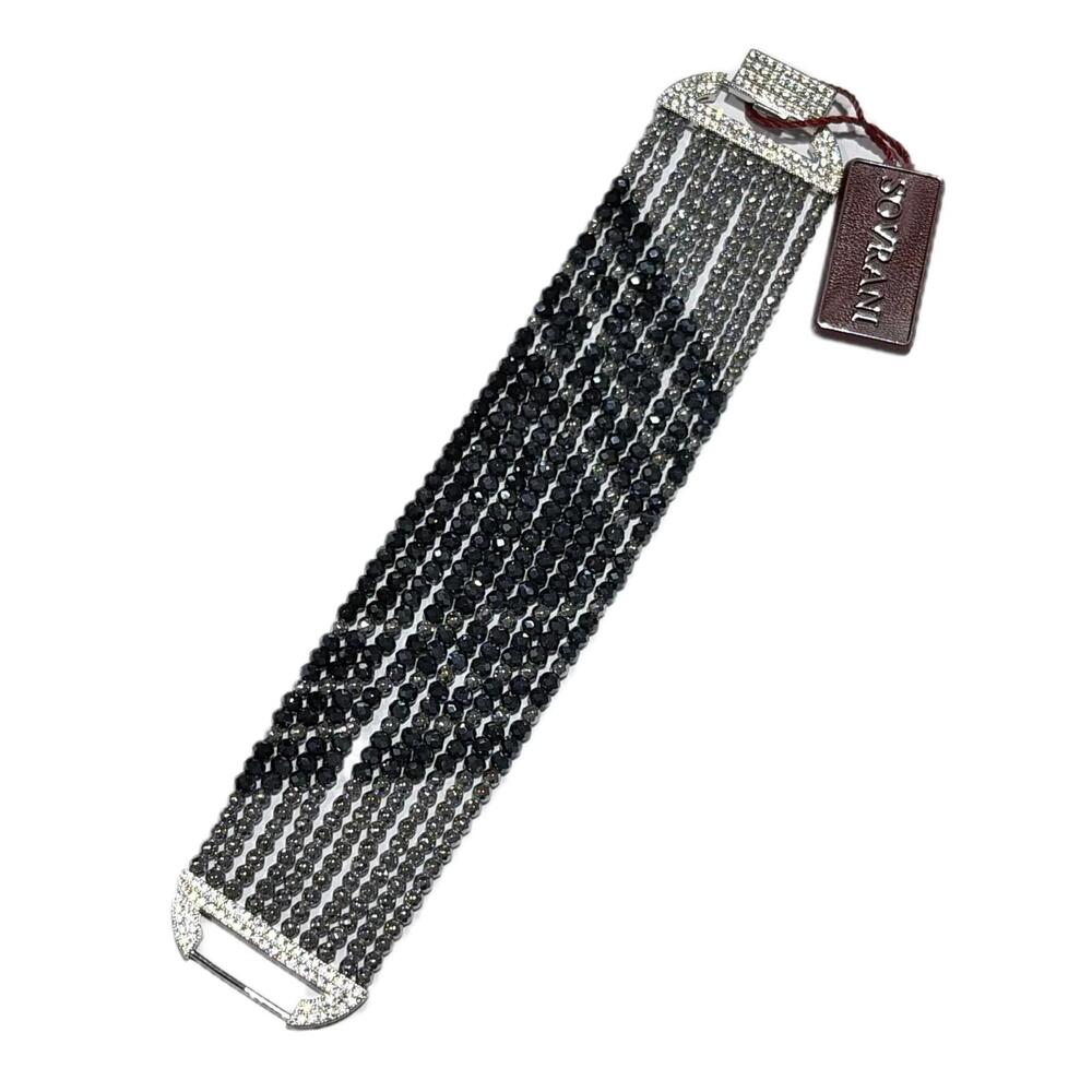Bracciale Multifilo Sovrani Acciaio e Cristalli Neri