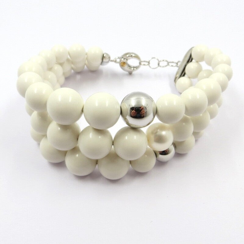 Bracciale a fili NIMEI Corallo agglomerato e Perle