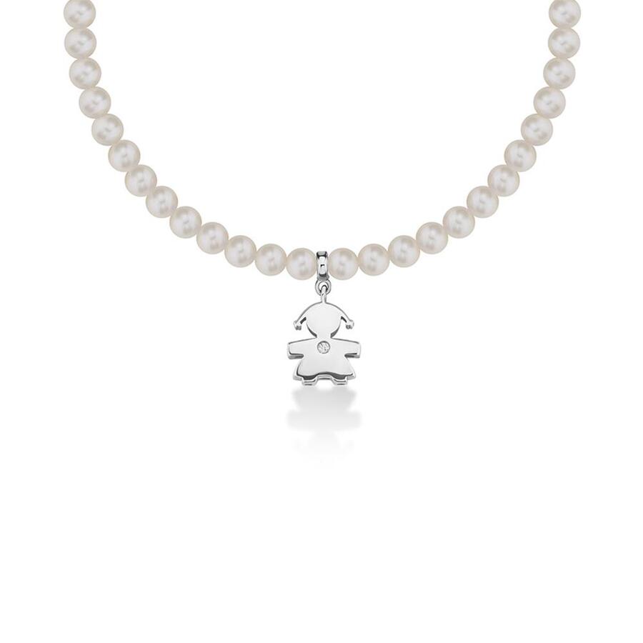 Bracciale LeBebè Sagoma Bimba Le Perle Oro Bianco e Diamante