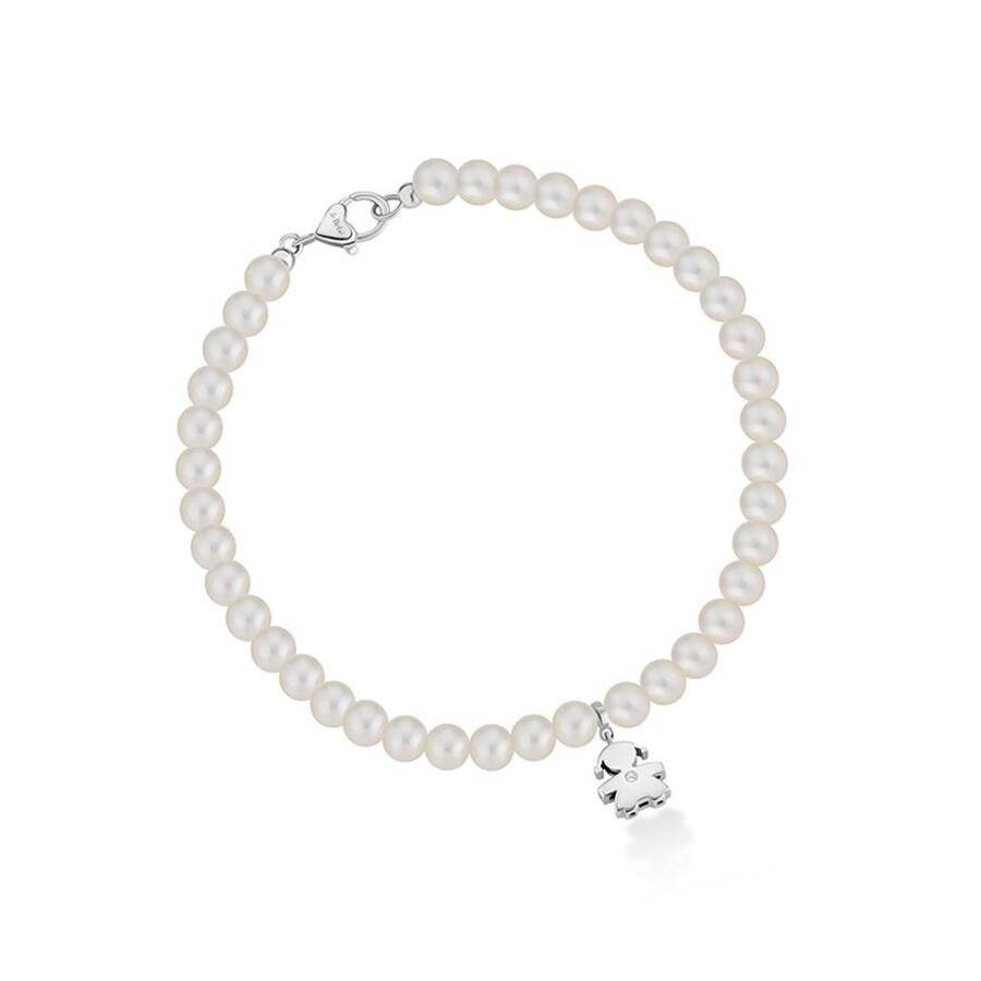 Bracciale LeBebè Sagoma Bimba Le Perle Oro Bianco e Diamante