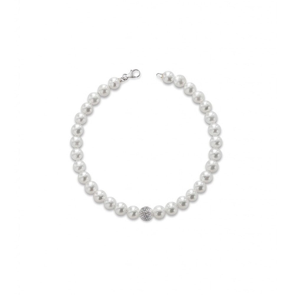 Bracciale di perle LELUNE con sfera oro diamantata