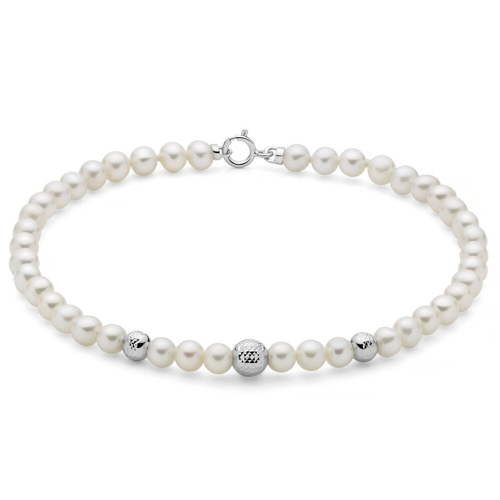 Bracciale Miluna con Perle e Boule in oro bianco