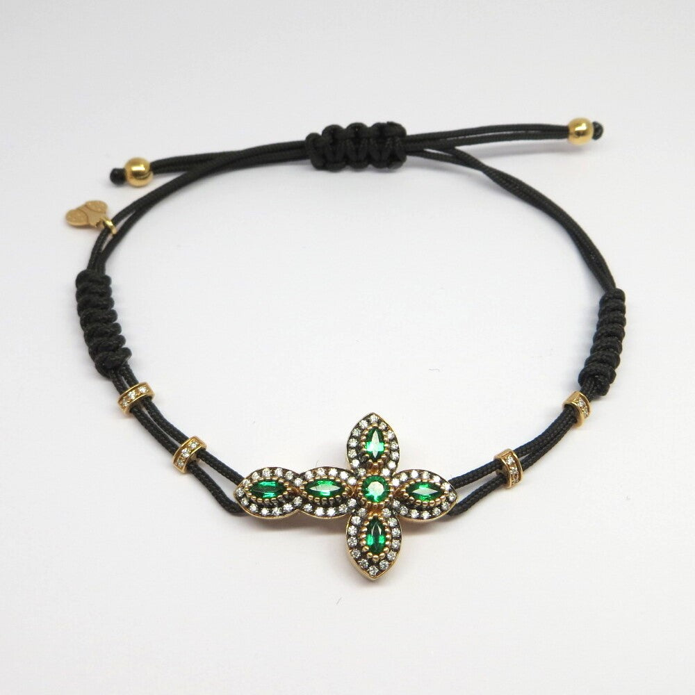 Bracciale PIPPO PEREZ Croce Oro, Diamanti e Smeraldi