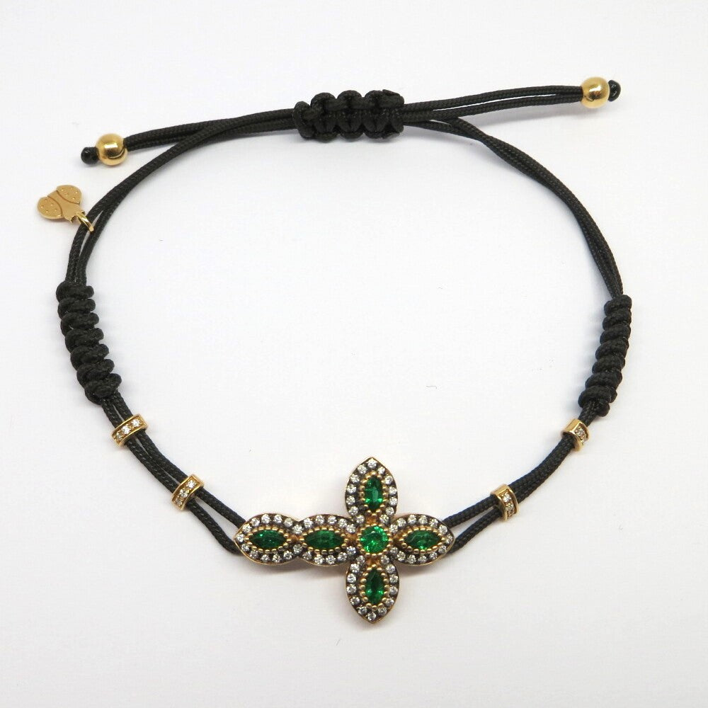 Bracciale PIPPO PEREZ Croce Oro, Diamanti e Smeraldi