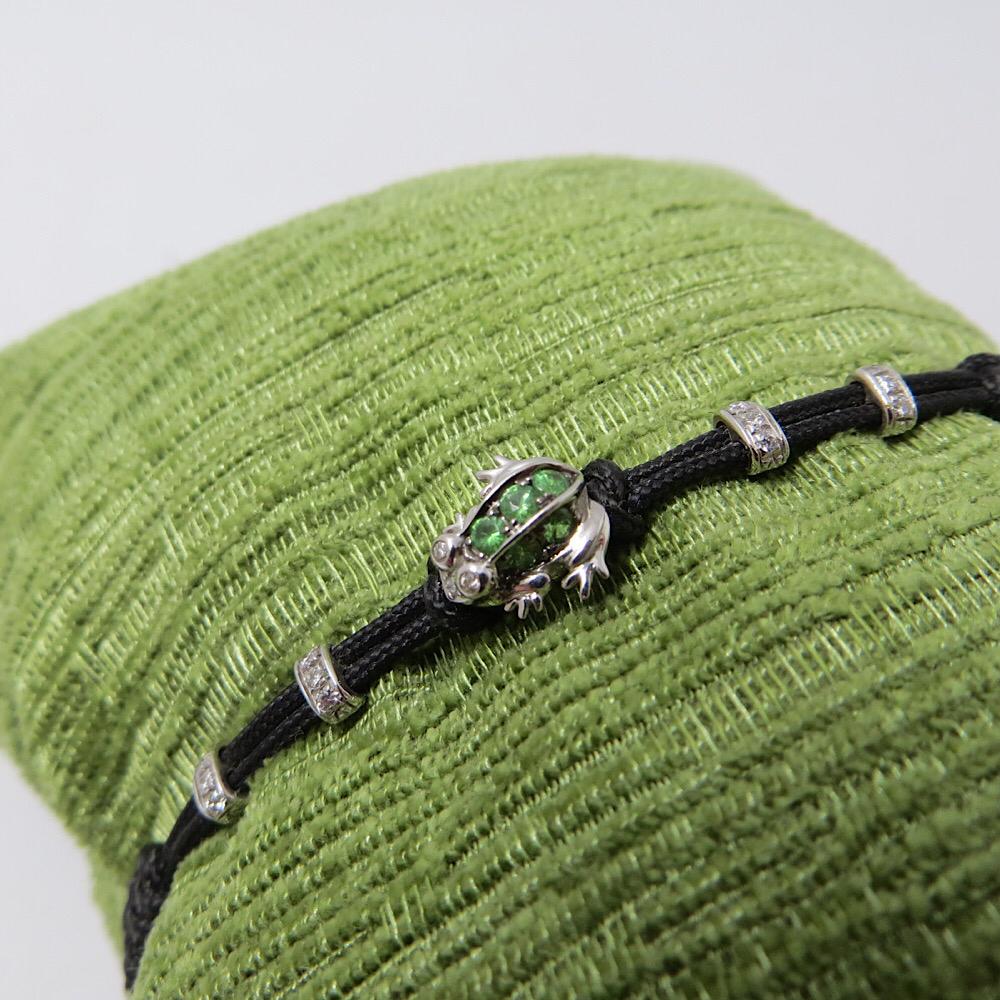 Bracciale Pippo Perez Rana in Oro Bianco, Diamanti e Tsavorite
