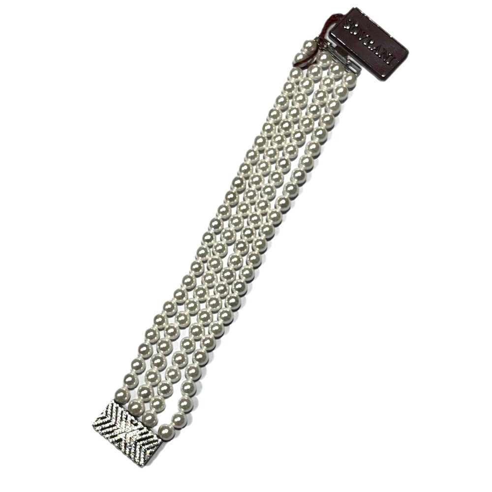 Bracciale Sovrani in Acciaio con 4 fili di Perle sintetiche