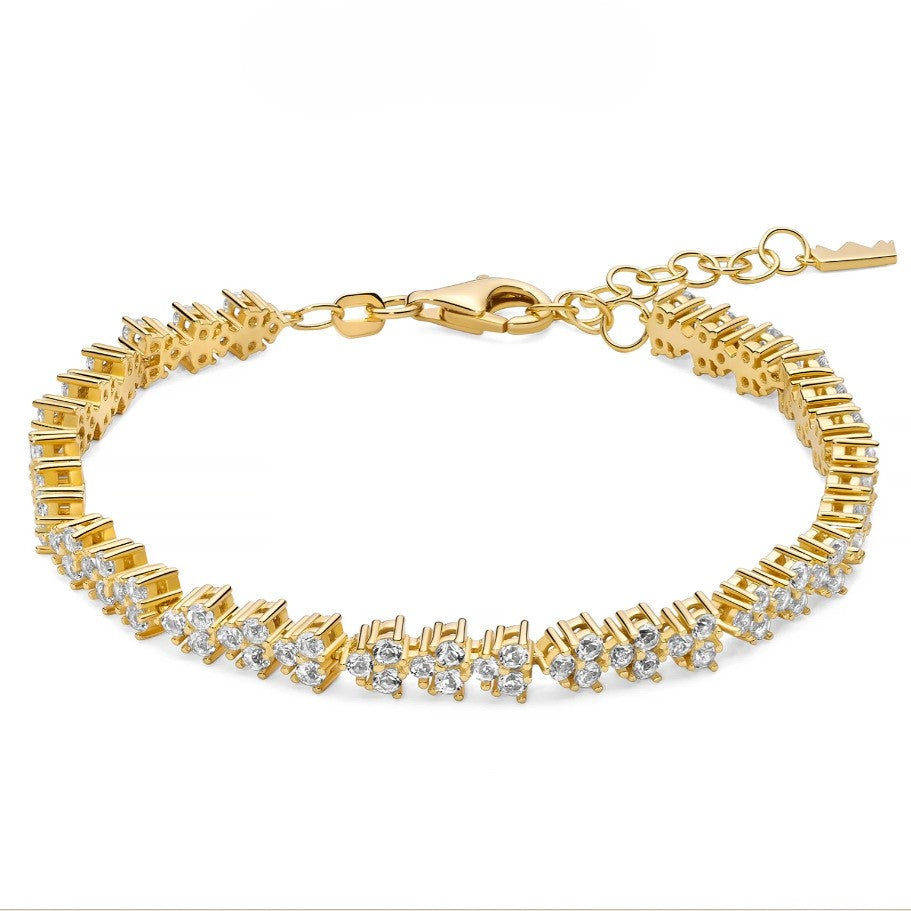 Bracciale Donna Miluna Argento Dorato e Topazi Bianchi