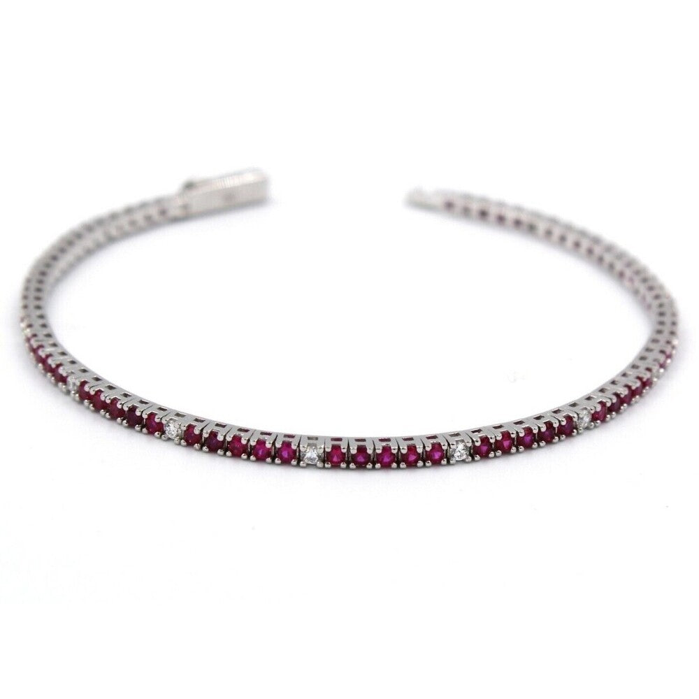 Bracciale Tennis Zancan in Argento con Zirconi Rossi e Bianchi