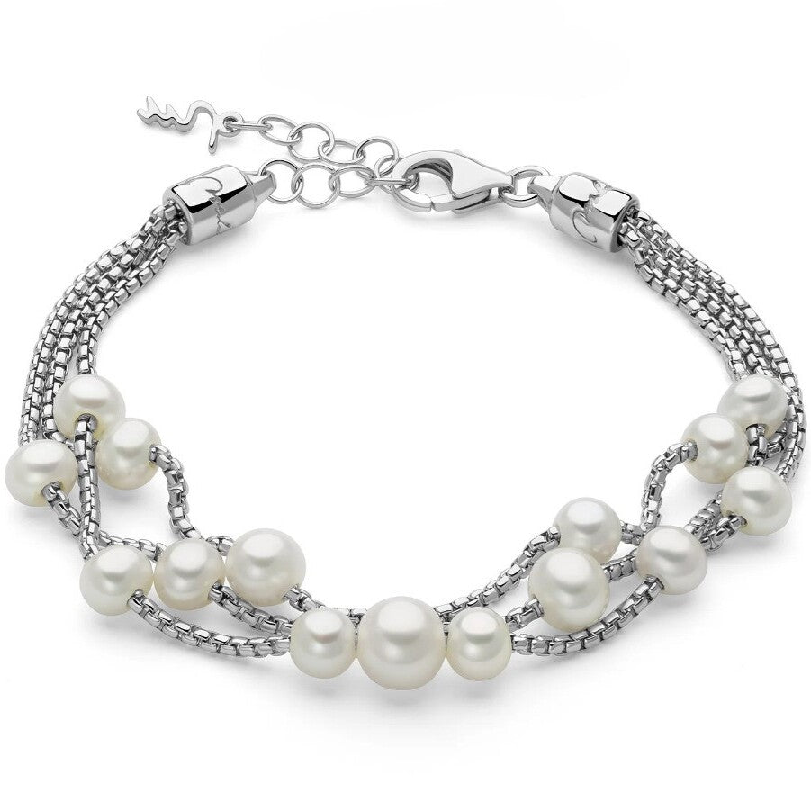 Bracciale Miluna doppio filo in Argento con Perle