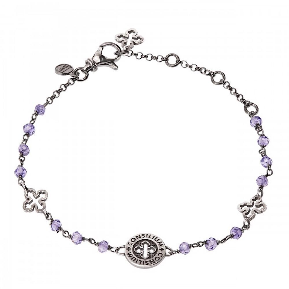 Bracciale TUUM CONSILIUM in argento brunito e salomite viola