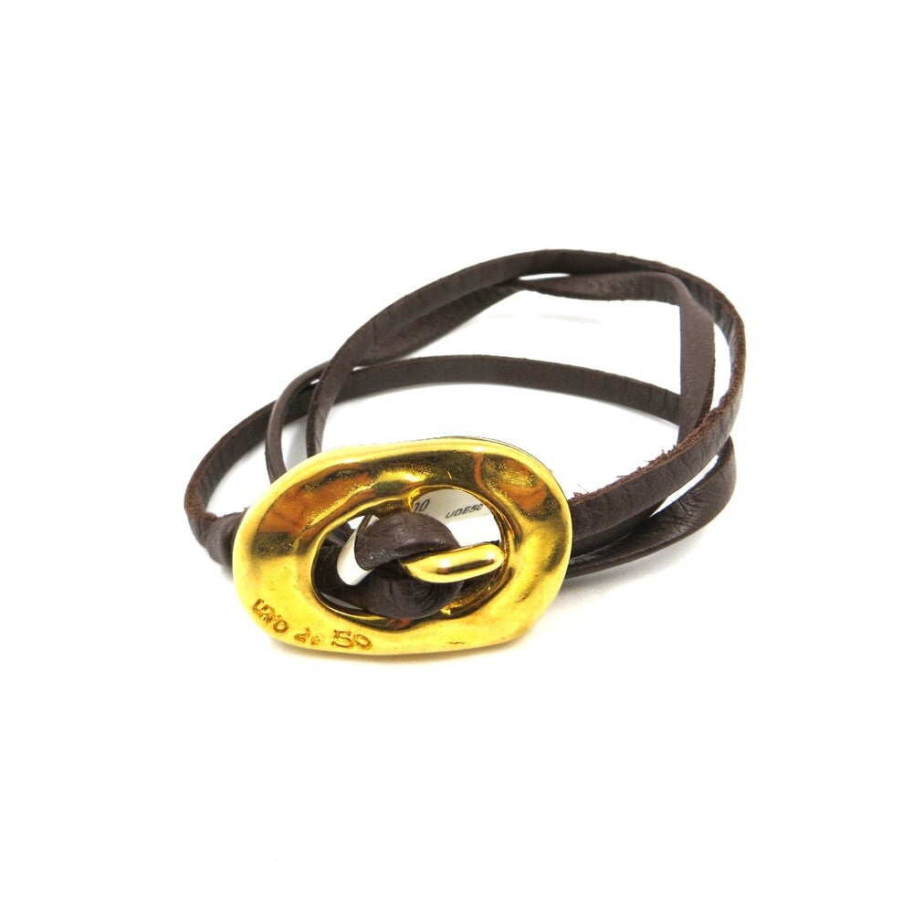 Bracciale UNO DE in Cuoio e Metallo Dorato