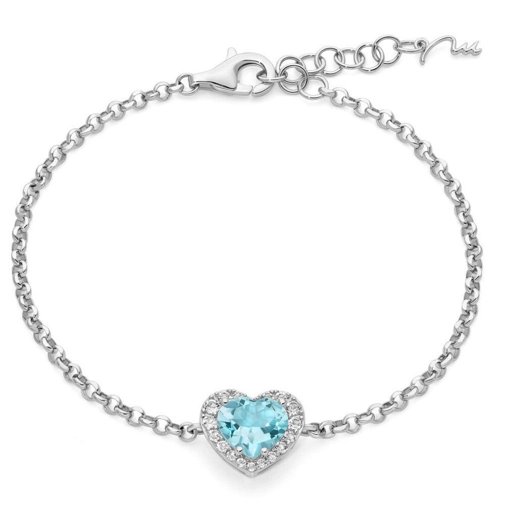Bracciale Miluna in Argento con Gemma del Cielo Cuore medio e Topazi