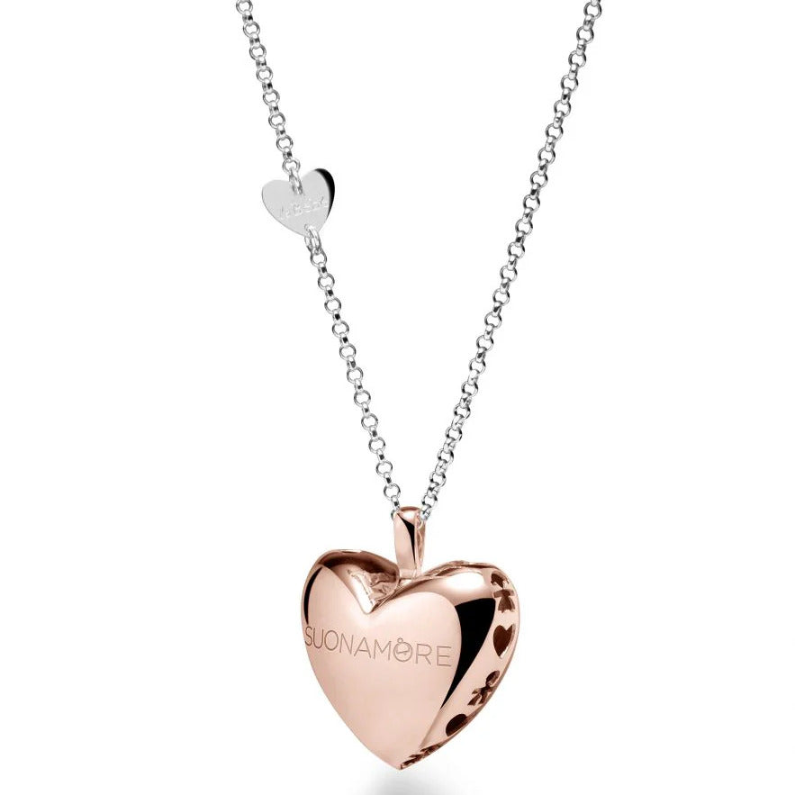 Collana LeBebè Suonamore Cuore in Argento Placcato Oro Rosa