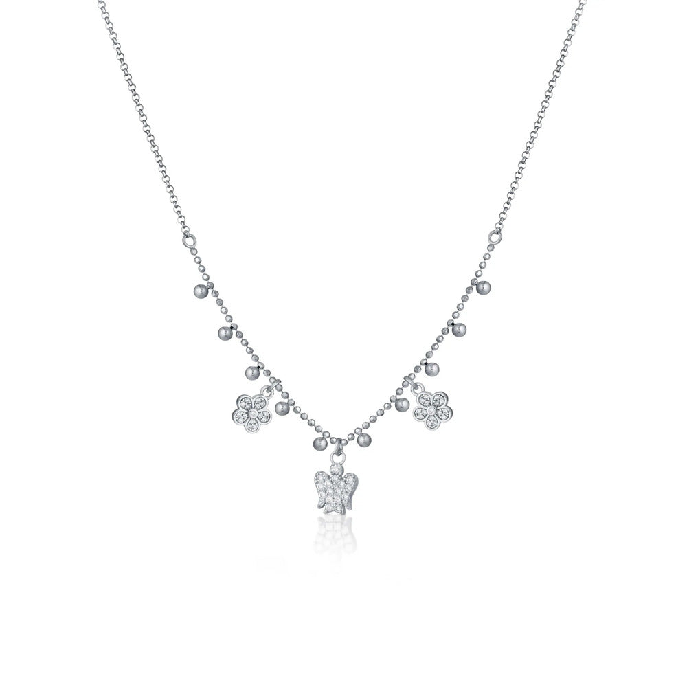 Collana con Angelo e Fiori Argento e Zirconi Roberto GIANNOTTI
