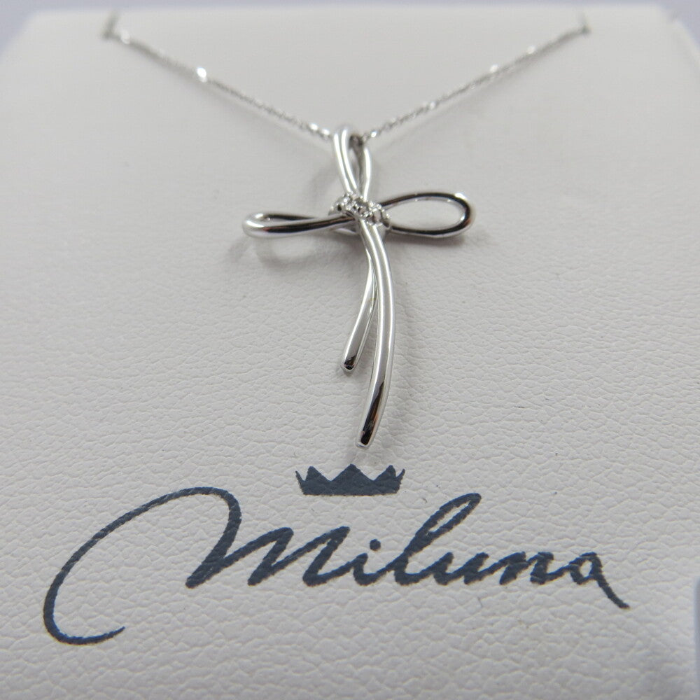 Collana Miluna Croce in Oro Bianco e Diamanti