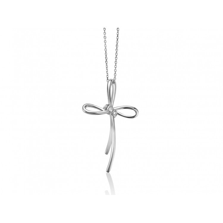 Collana Miluna Croce in Oro Bianco e Diamanti