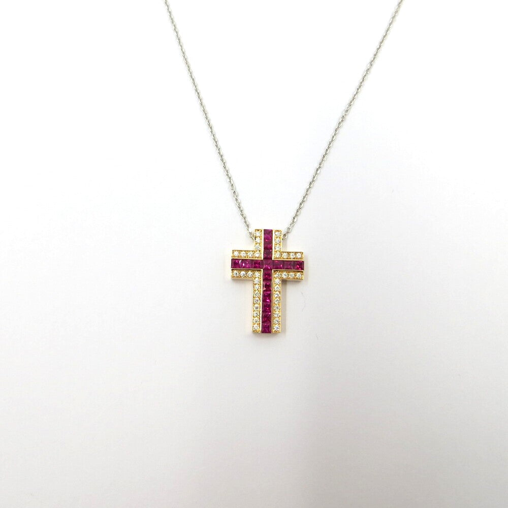 Collana con pendente Croce GIORGIO VISCONTI Oro, Diamanti e Rubini