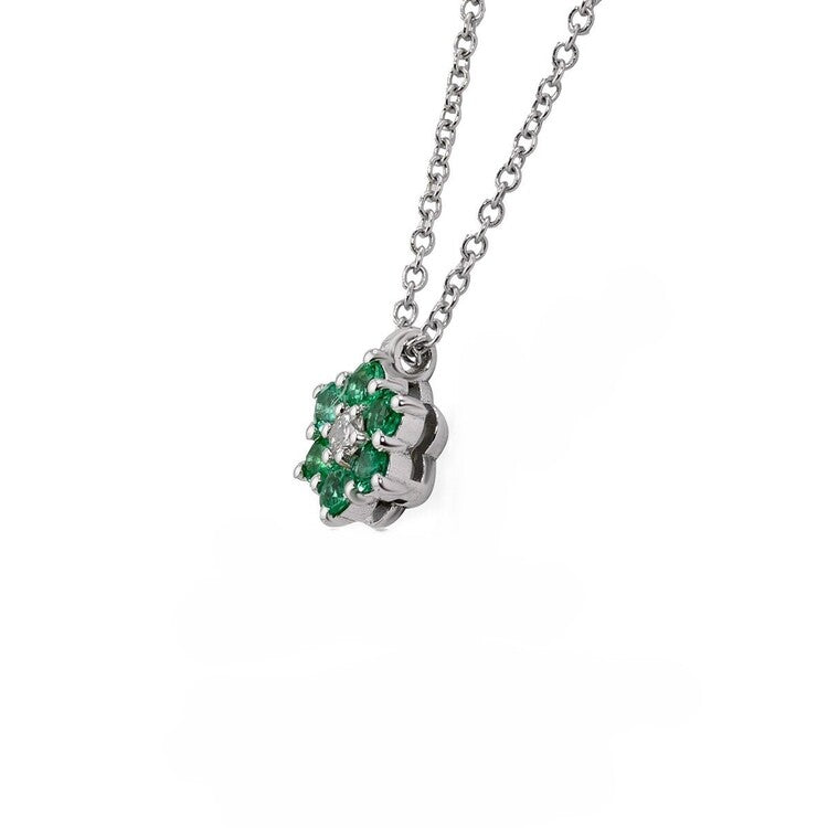 Collana con pendente Fiore DAVITE&DELUCCHI Oro, Diamante e Smeraldi