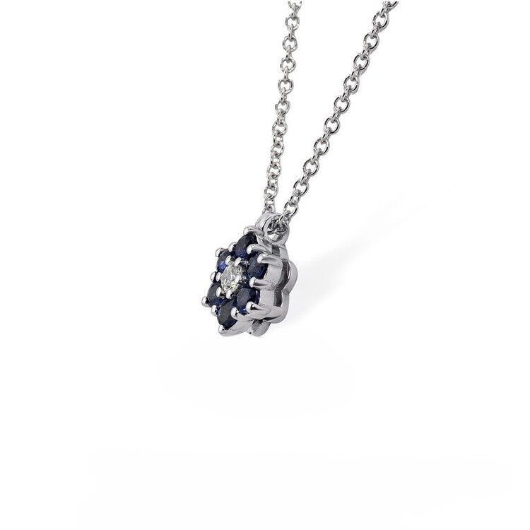 Collana con pendente Fiore DAVITE&DELUCCHI Oro, Diamante e Zaffiri