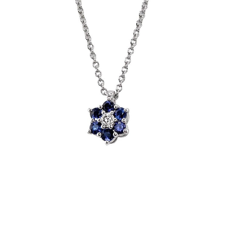 Collana con pendente Fiore DAVITE&DELUCCHI Oro, Diamante e Zaffiri