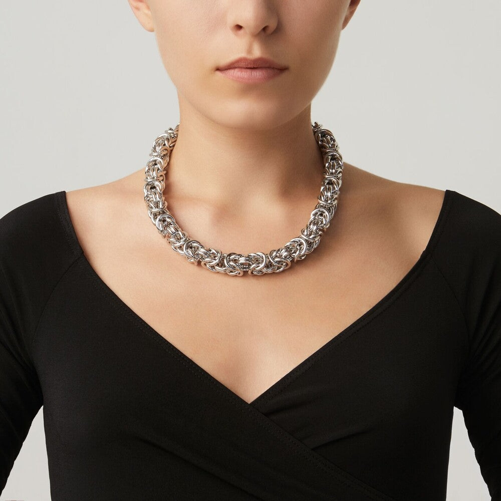 Collana Giovanni Raspini Argento Maglia Bizantina Maxi