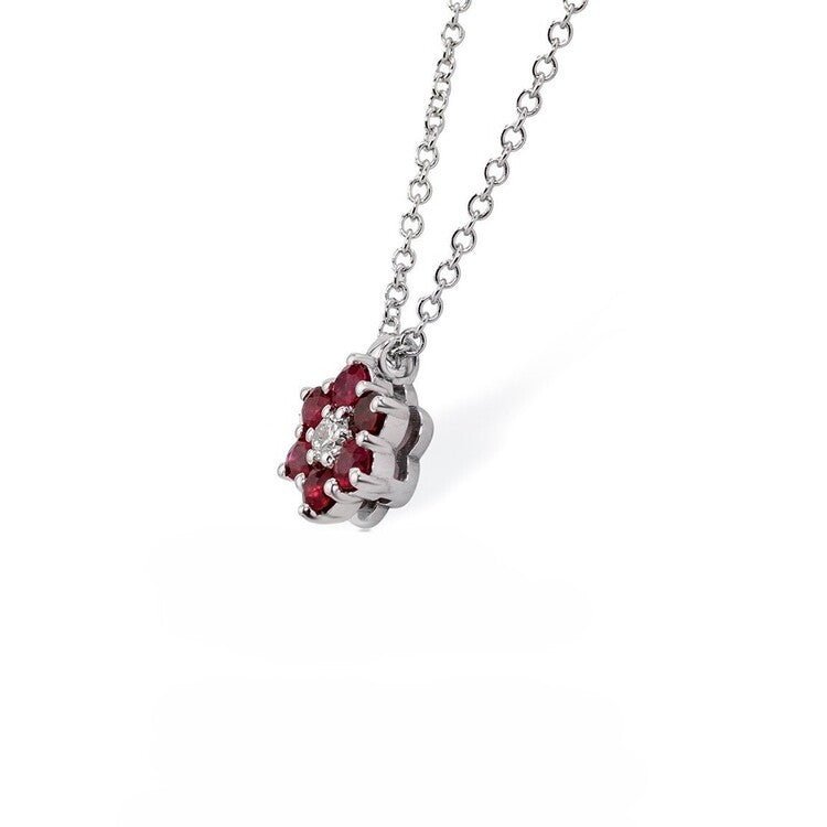 Collana con pendente Fiore DAVITE&DELUCCHI Oro, Diamante e Rubini