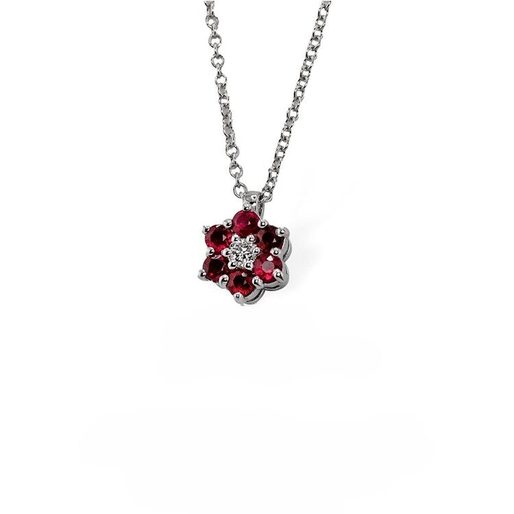Collana con pendente Fiore DAVITE&DELUCCHI Oro, Diamante e Rubini
