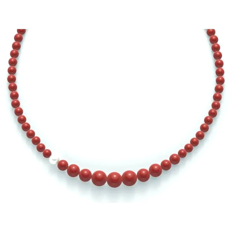Collana MILUNA Terra e Mare Perla e Agglomerato rosso