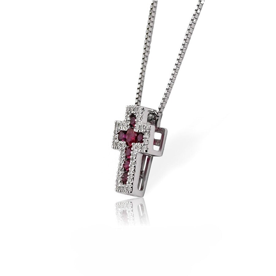 Collana con pendente Croce DAVITE&DELUCCHI Oro, Diamanti e Rubini