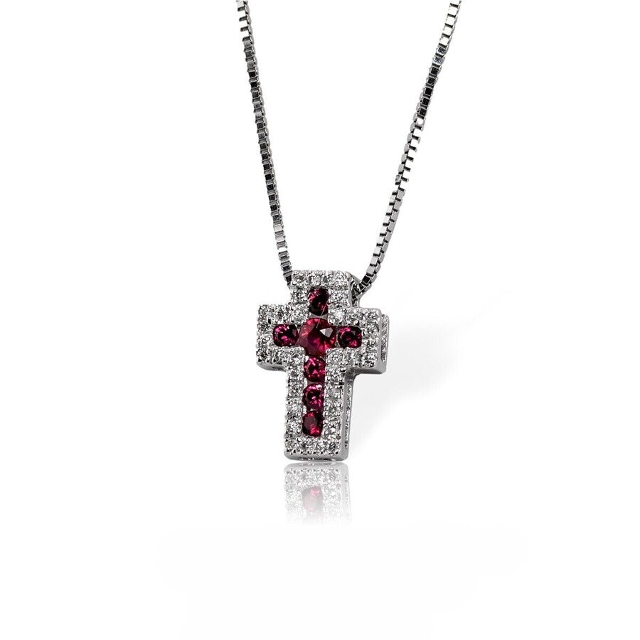 Collana con pendente Croce DAVITE&DELUCCHI Oro, Diamanti e Rubini