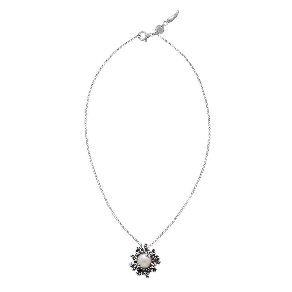 Collana Giovanni Raspini Pendente Blossom Argento e Perla Rosa