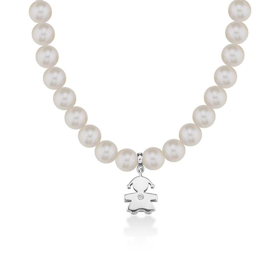 Collana LeBebè Sagoma Bimba Le Perle Oro Bianco e Diamante