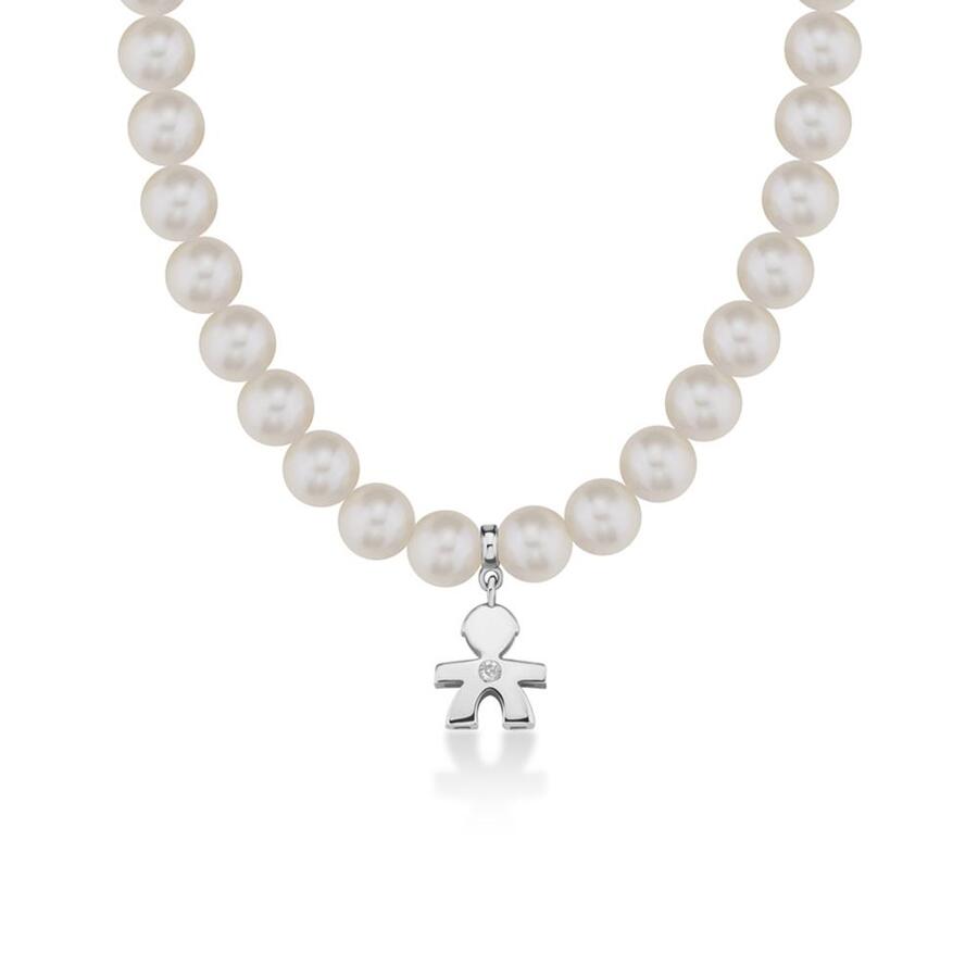 Collana LeBebè Sagoma Bimbo Le Perle Oro Bianco e Diamante