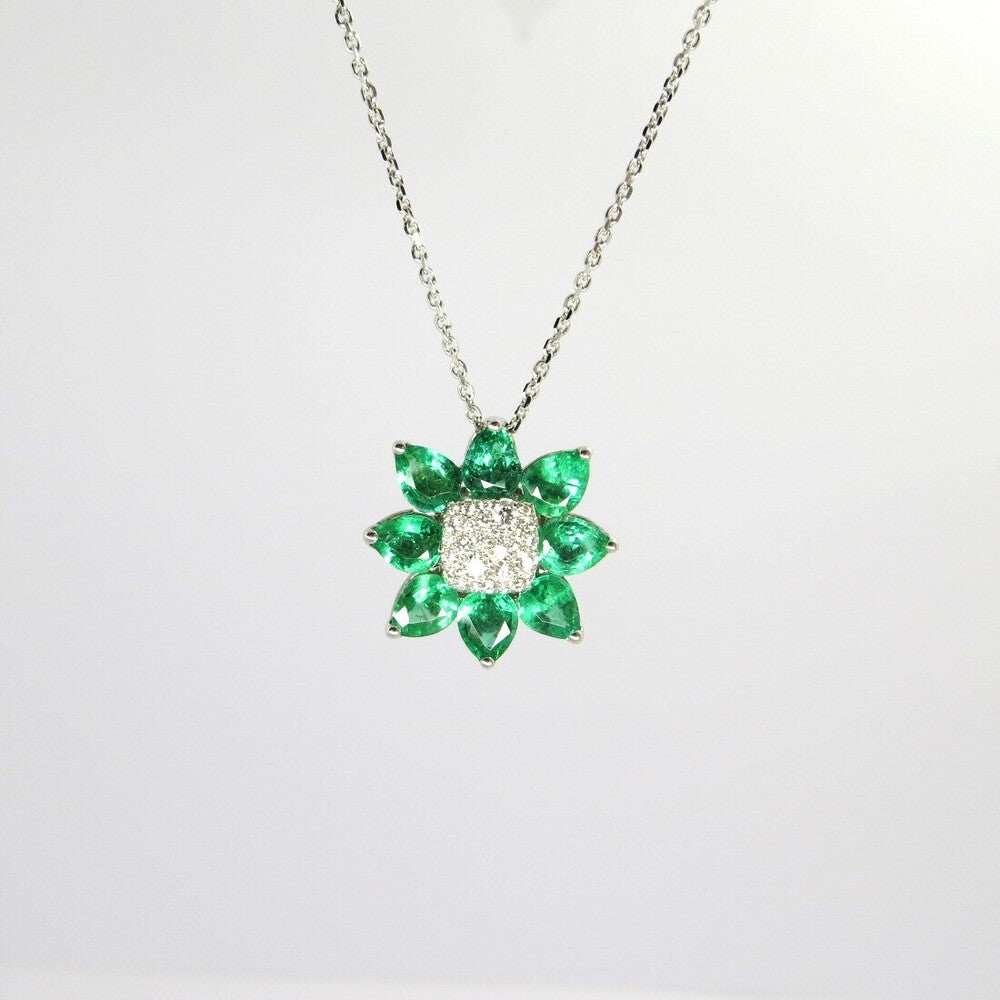 Collana GIORGIO VISCONTI Fiore Oro, Smeraldi e Diamanti