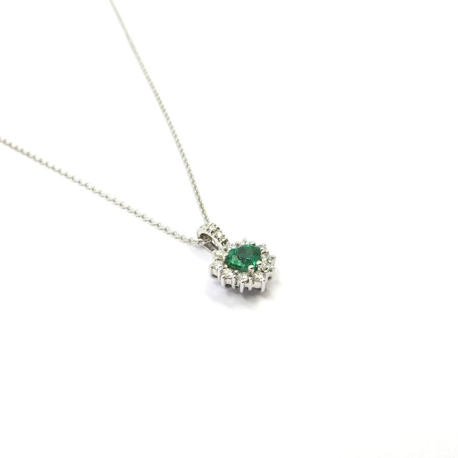 Collana Giorgio Visconti Pendente Smeraldo Cuore e Brillanti