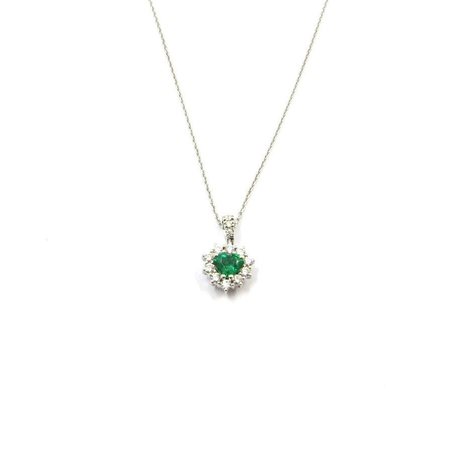 Collana Giorgio Visconti Pendente Smeraldo Cuore e Brillanti