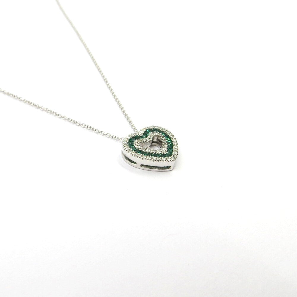 Collana con pendente Cuore DAVITE&DELUCCHI Oro Diamanti e Smeraldi