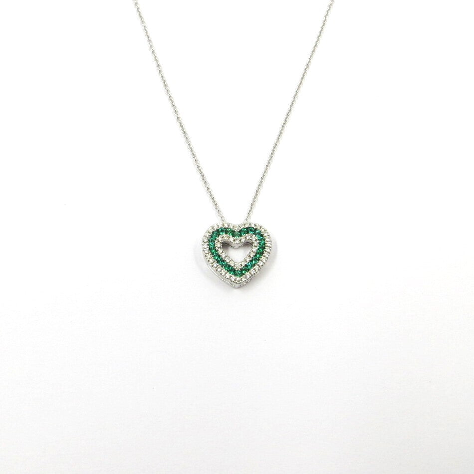 Collana con pendente Cuore DAVITE&DELUCCHI Oro Diamanti e Smeraldi