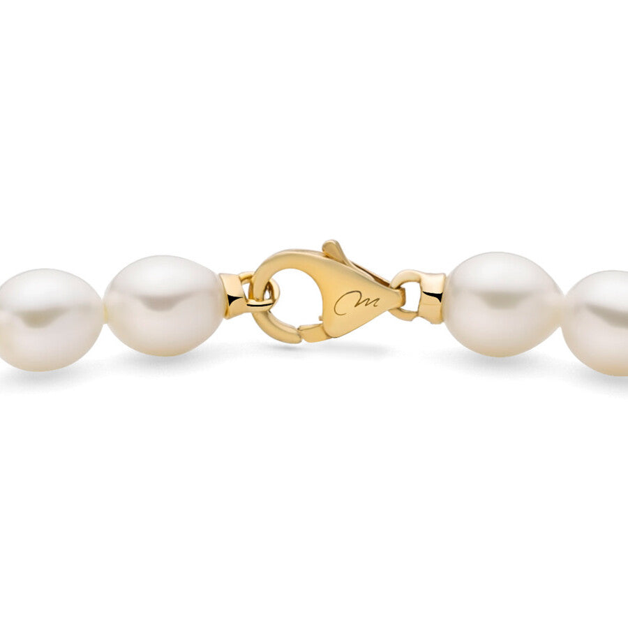 Collana Miluna Pepite di Perle riso con elementi Argento dorato diamantato